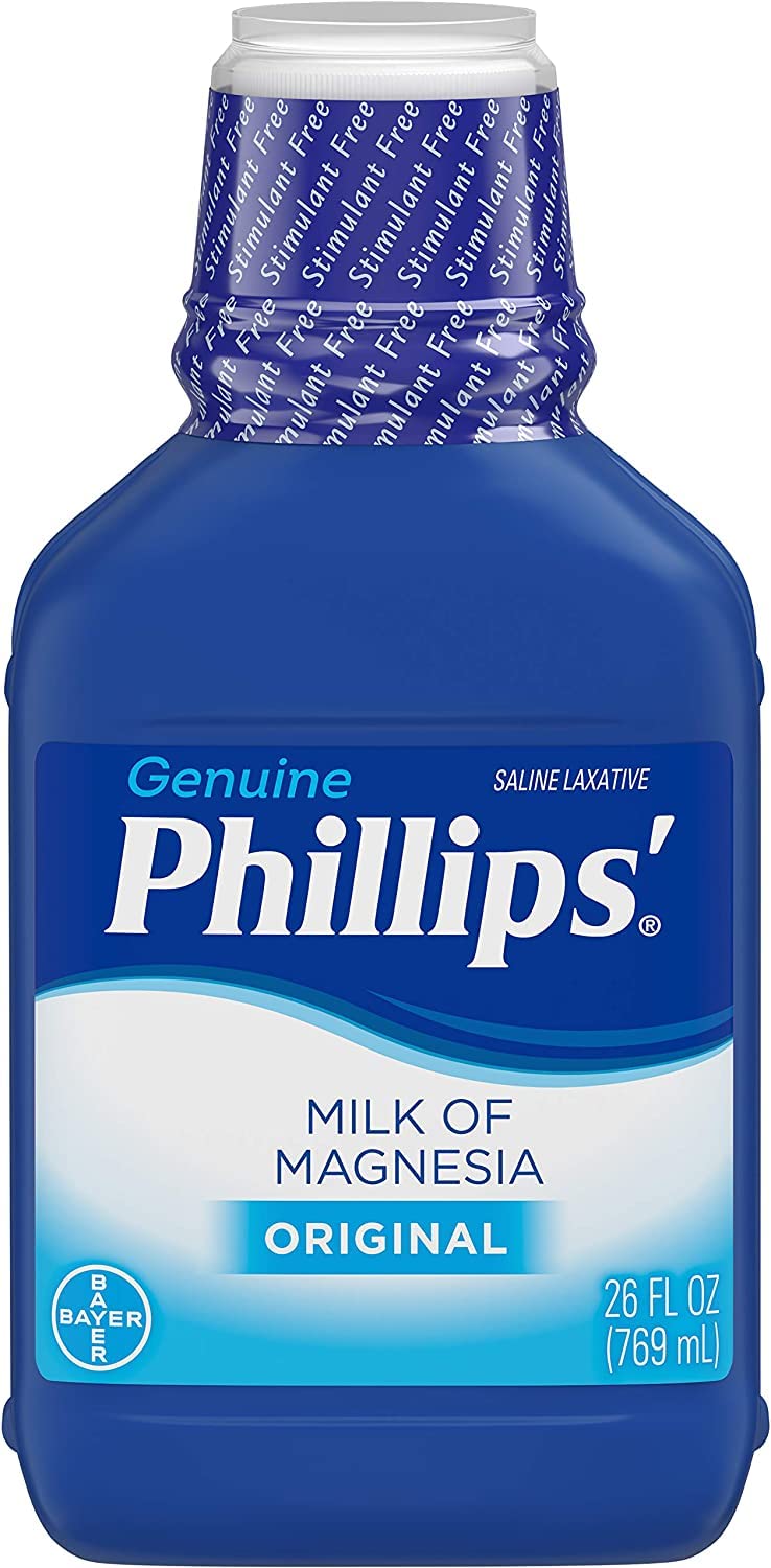 Phillips' Milk of Magnesia Original bottle for gentle overnight relief from occasional constipation.