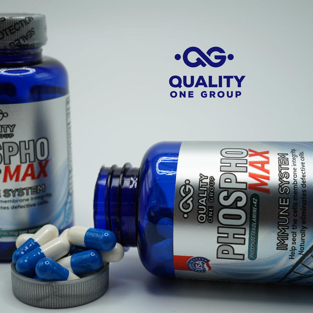 Phosphomax packaging shows 180 capsules and brand logo.