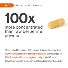 Physician's Healthy Alternatives 98% Berberine HCl label highlights purity and quality