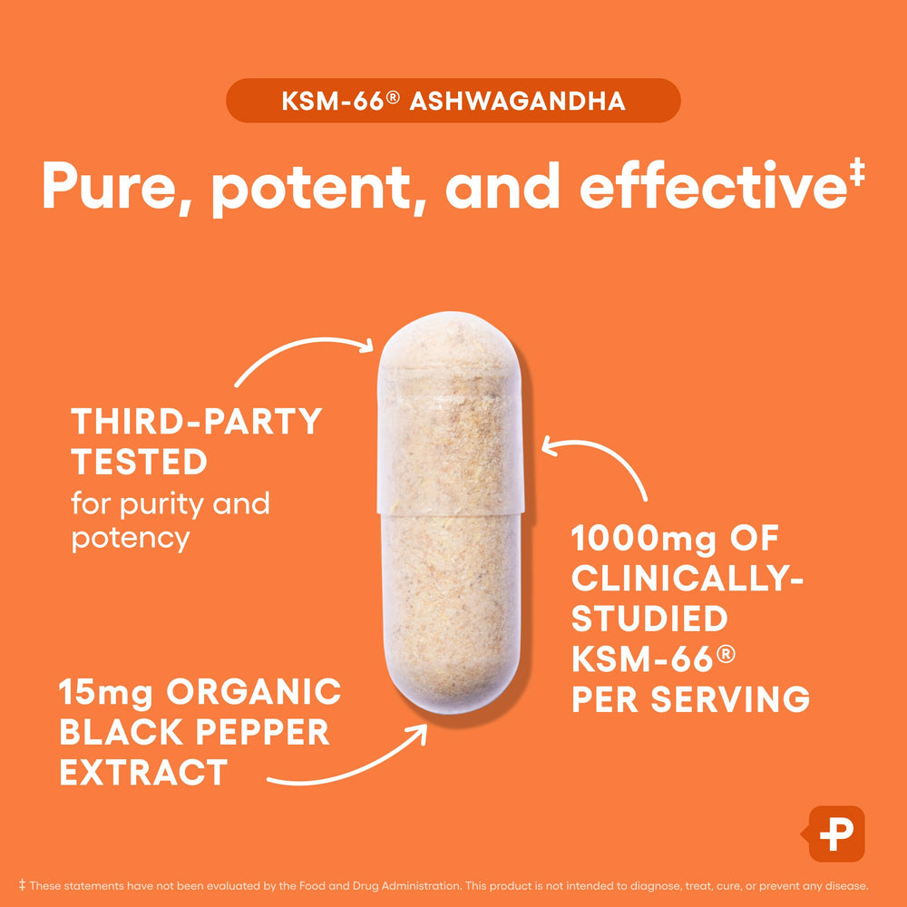 Organic certification seal on Physician's CHOICE Ashwagandha label supports organic sourcing.