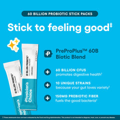 Physician's CHOICE travel-friendly probiotic packets ready to mix on the go
