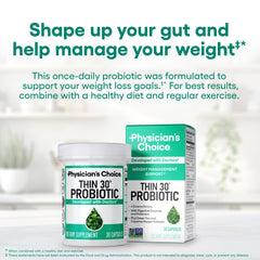 Physician's CHOICE Probiotics bloating relief capsules closeup promotes comfortable digestion