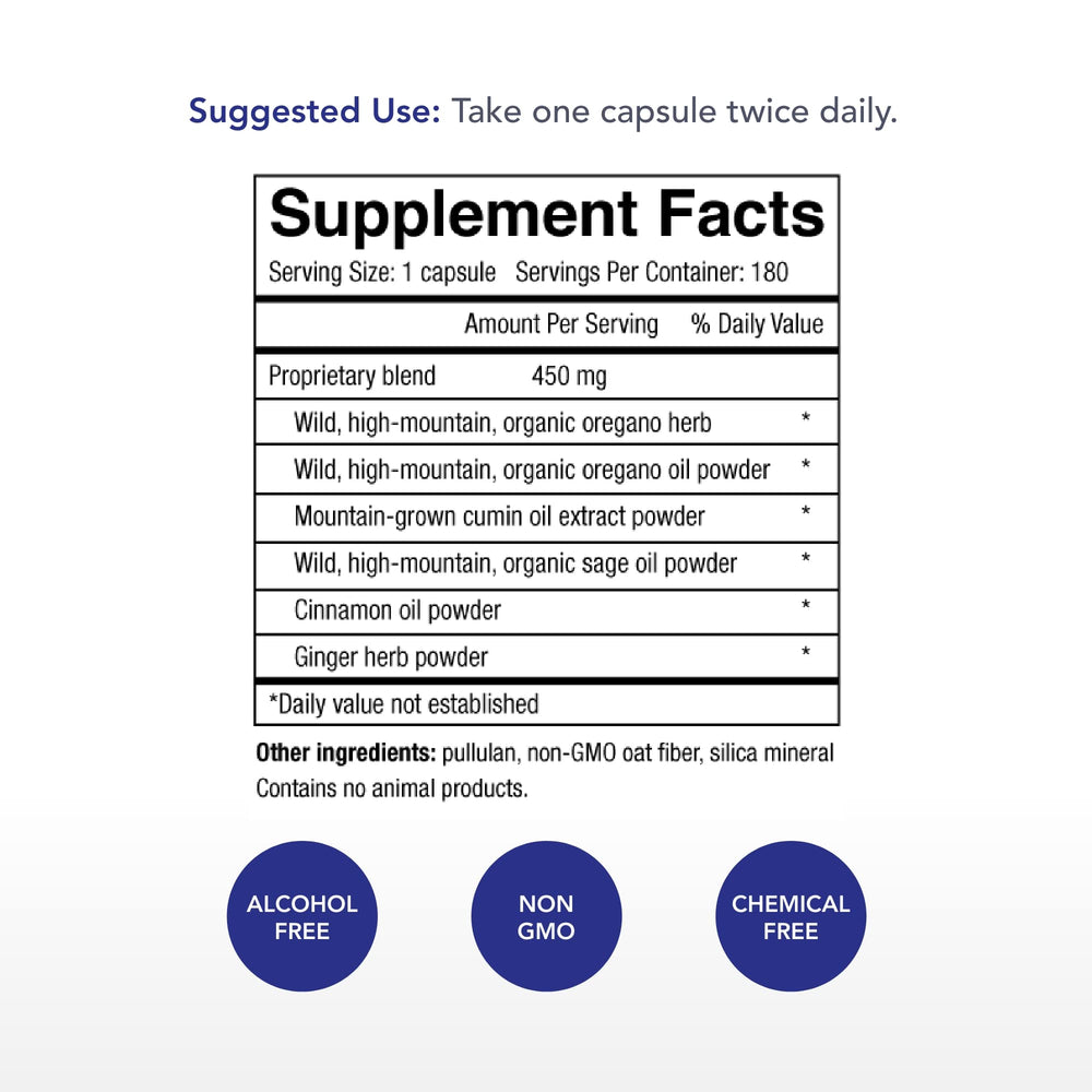 Oregacillin ingredients blend highlights multiple spice extracts by Physician's Strength