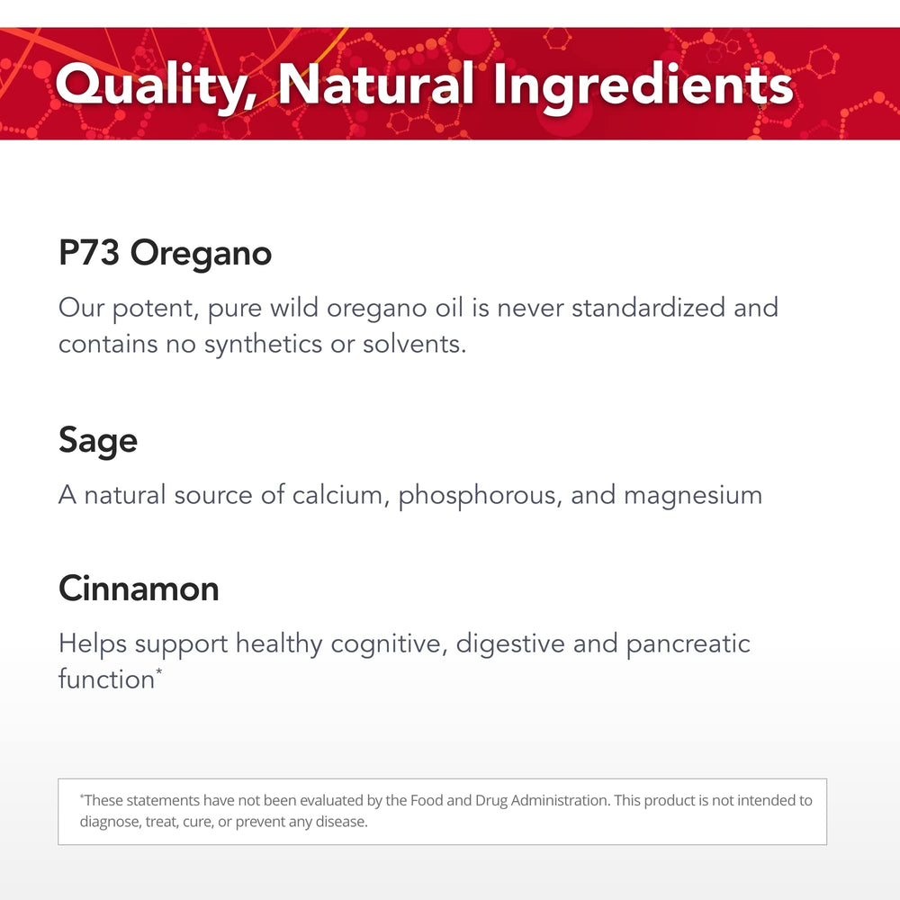 Physician's Strength Oregacillin bottle shows wild oregano sourcing and distillation