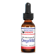 Physician's Strength OregaWild oil bottle with pure wild oregano aroma for daily use.