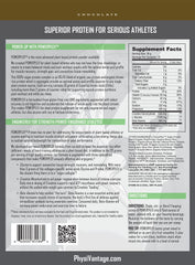 PhysiVantage Powerplex label closeup emphasizes premium vegan formula and collagen-alternative benefits.