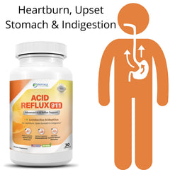 Phytage Labs Acid Reflux 911 bottle pour showing convenient dosing.
