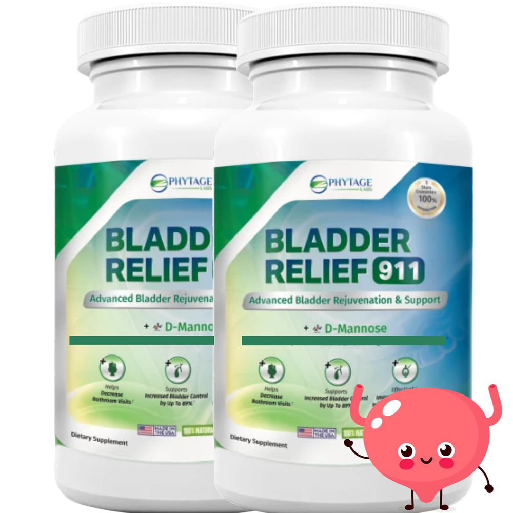 Phytage Labs Bladder Relief 911 bottle front shows natural urinary support