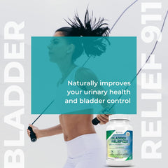 Phytage Labs Bladder Relief 911 with water shows simple daily dosing