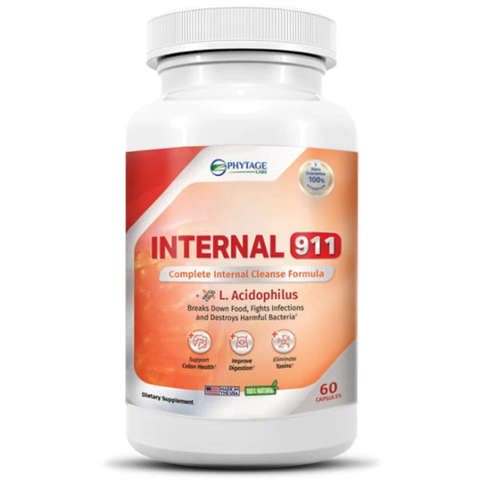 Phytage Labs Internal 911 bottle promotes gentle digestion and toxin clearance.