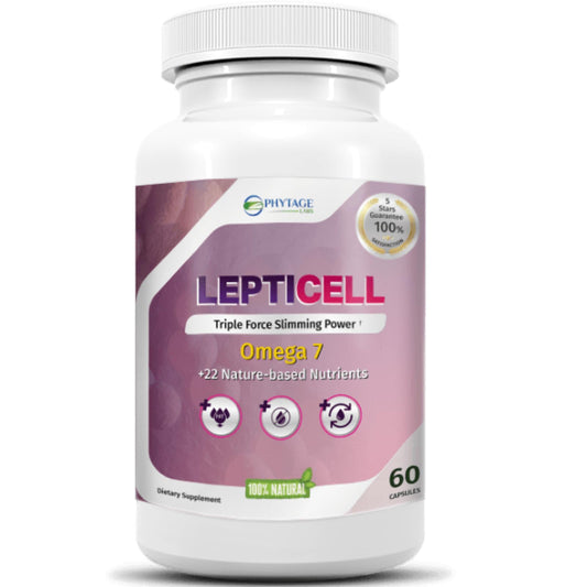 Phytage Labs LeptiCell bottle front showing modern daily wellness packaging