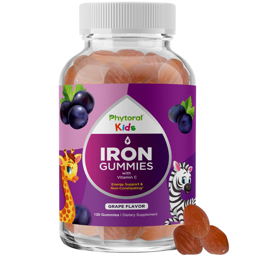 Phytoral Iron Gummies for Kids bottle front showing kid-friendly formula.