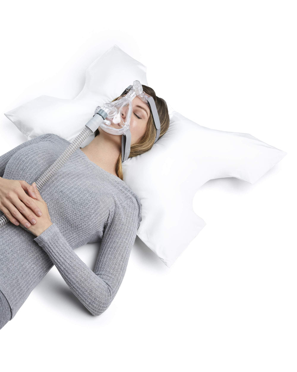 Pillows with a Purpose CPAP pillow hose management keeps tubing in place
