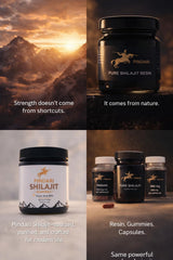 Pindari Shilajit resin packaging emphasizes Himalayan origin and purity.