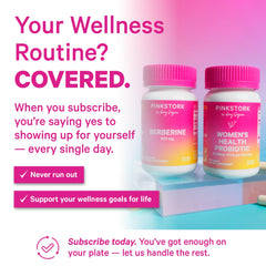 Pink Stork Berberine packaging on a clean kitchen counter