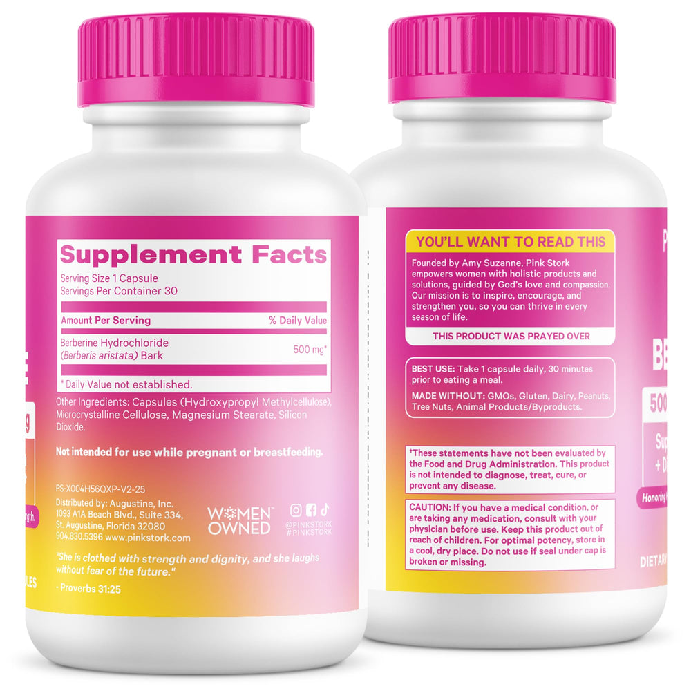 Pink Stork Berberine third-party tested label detail