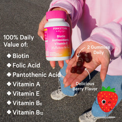 Pink Stork daily ritual setup with vitamins on bathroom counter.
