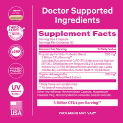 Pink Stork Fertility Probiotics ashwagandha herbs for balanced cycles and stress support