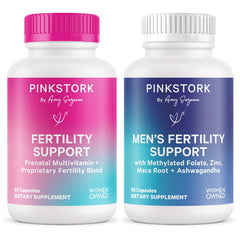 Pink Stork His and Hers Fertility Bundle packshot for couples exploring fertility options