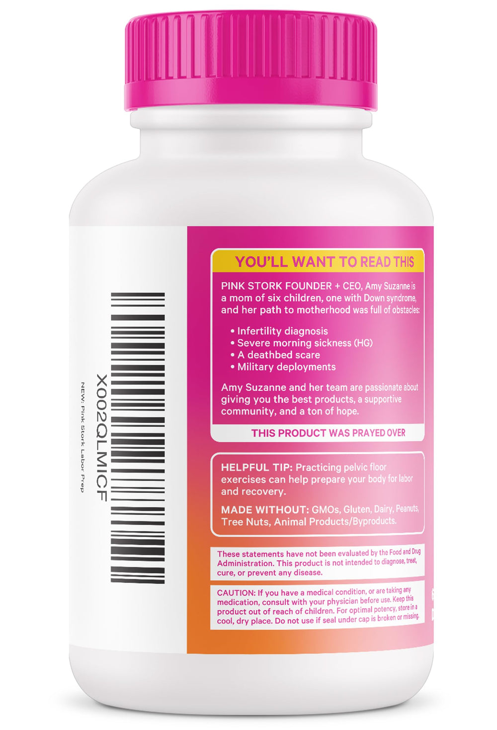 Pink Stork Labor Prep bottle shown with Organic Labor Prep Tea pair.