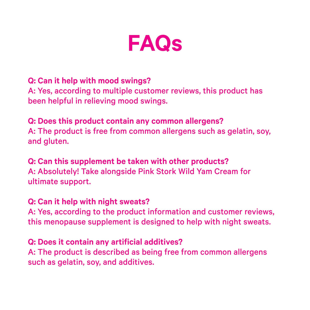 Pink Stork Menopause Support clean-label seal indicating safety and quality.