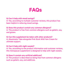 Pink Stork Menopause Support clean-label seal indicating safety and quality.