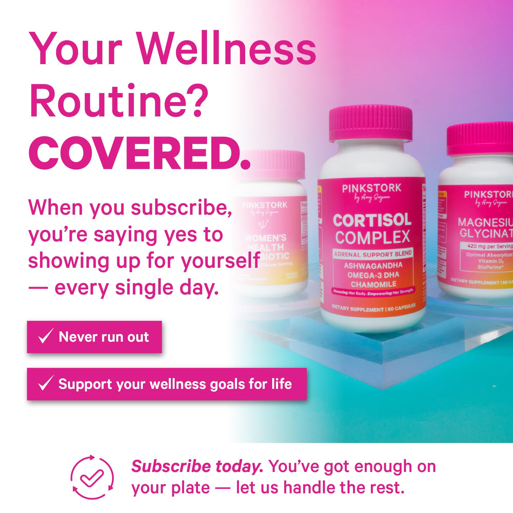 Pink Stork Omega-3 softgels jar with label detail