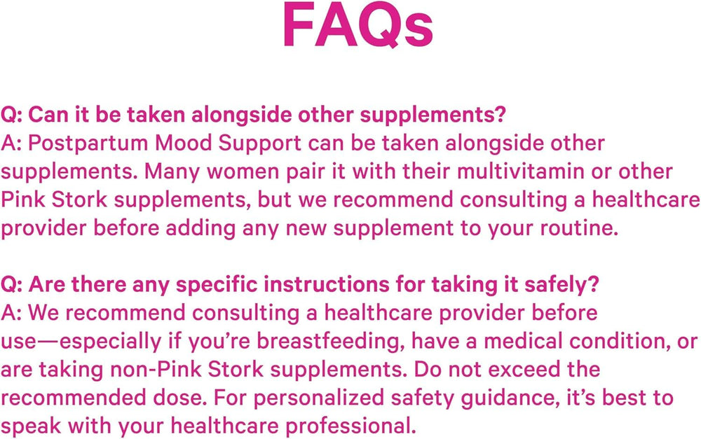 Pink Stork Postpartum Mood Support vitamin D3 and B complex support