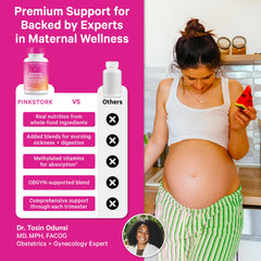 Pink Stork Premium Prenatal organic ingredients image highlighting balanced nutrition.
