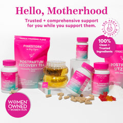 Pink Stork Premium Prenatal portrait reinforces women‑owned brand trust