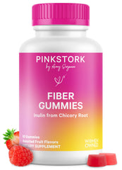 Pink Stork Prenatal Fiber Gummies bottle for easy daily gut support.