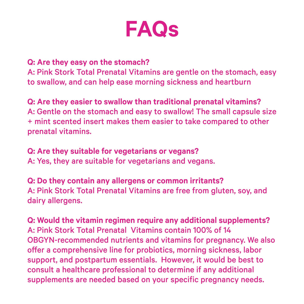 Packaging graphics for Pink Stork Total Prenatal vitamins