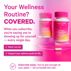 Pink Stork Total Women's Multivitamin capsule closeup for convenience