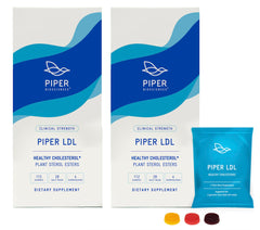 Piper Biosciences LDL Gummies in two-box packaging for home or travel.