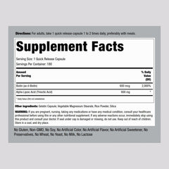 Piping Rock Alpha Lipoic Acid 600mg capsules for quick-release daily support