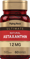 Piping Rock Astaxanthin 12mg bottle closeup for daily support.