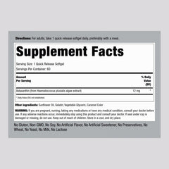 Piping Rock Astaxanthin softgels pour showing easy-to-swallow format.
