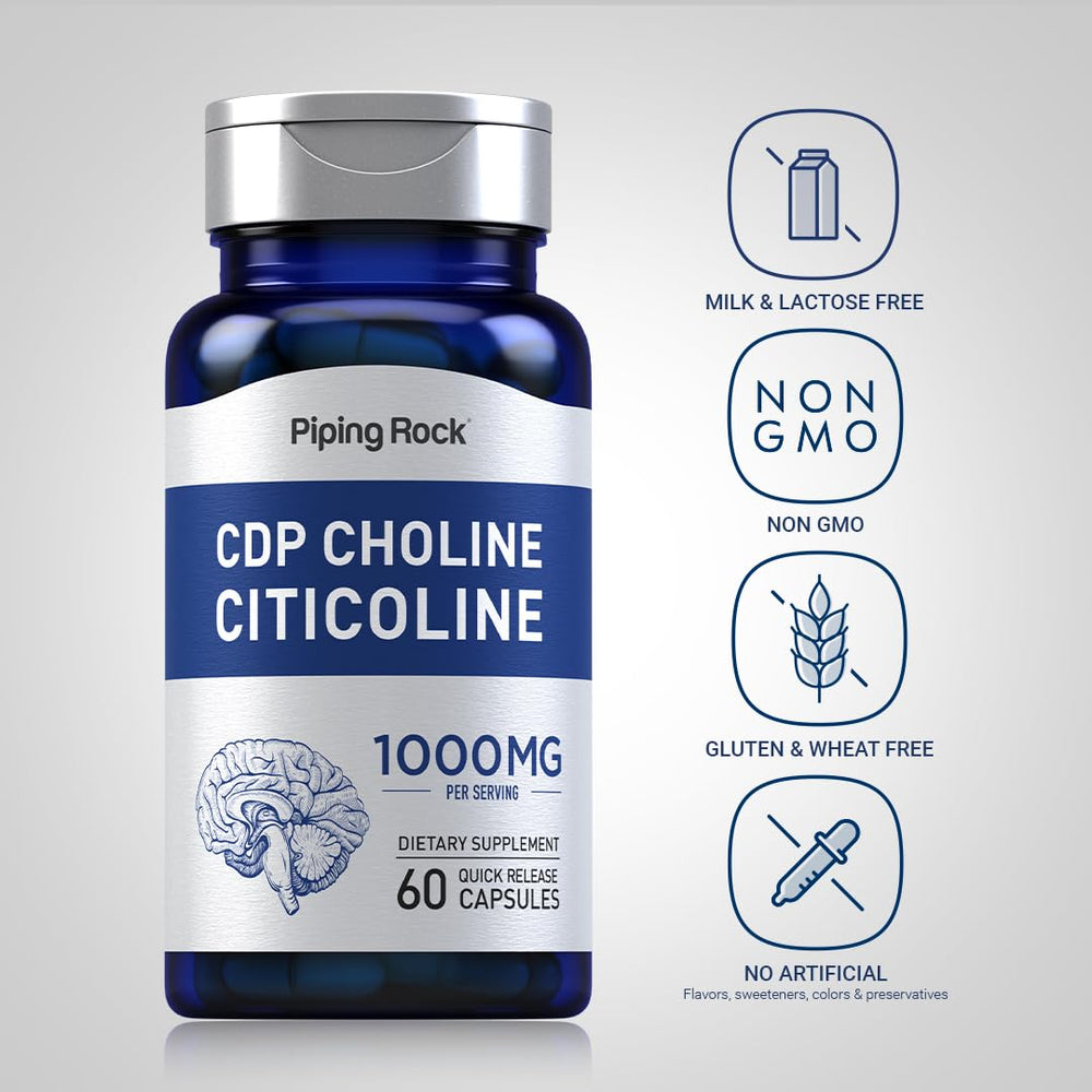 Piping Rock CDP Choline label closeup with product details