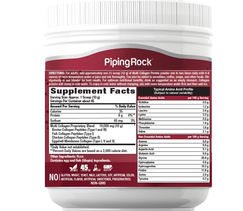 Piping Rock unflavored collagen powder dissolves in coffee without altering taste.