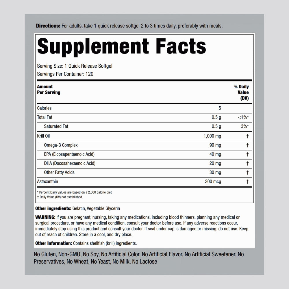 Piping Rock Krill Oil softgels close-up for convenient daily capsules.