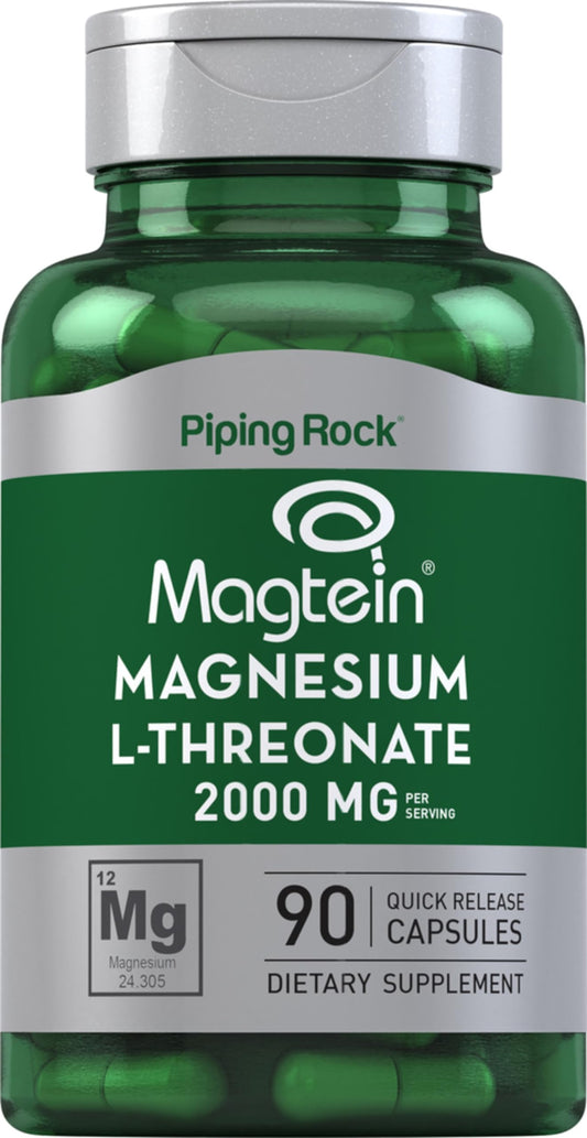 Piping Rock Magnesium L-Threonate bottle for everyday daily routine and easy supplementation.