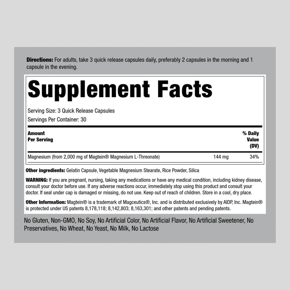 Piping Rock Magnesium L-Threonate capsules demonstrate quick-release convenience for on-the-go use.