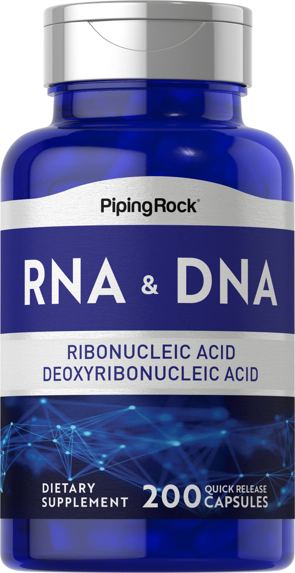 Piping Rock RNA DNA supplement bottle with convenient daily capsules.