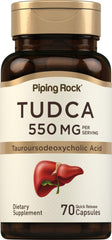 Piping Rock Tudca supplement bottle close-up for daily wellness support.
