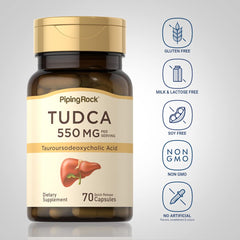 Piping Rock Tudca label close-up showing precise 550 mg per serving.