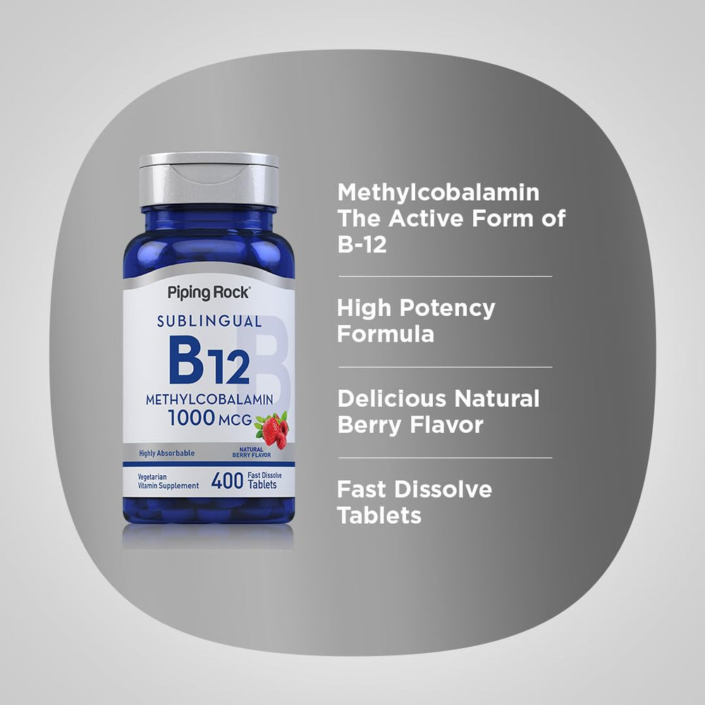 Piping Rock vegetarian, non-GMO, gluten-free B12 tablets for daily use