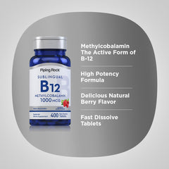 Piping Rock vegetarian, non-GMO, gluten-free B12 tablets for daily use
