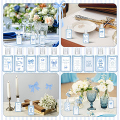 Piuaeue 50-pcs bundle of blue bow hand sanitizers for gifting.