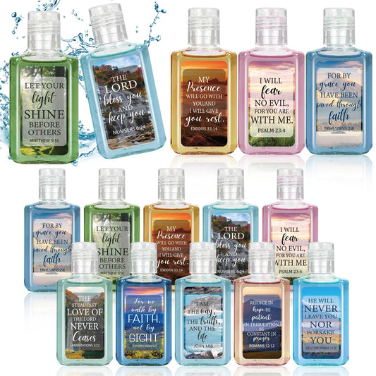 Piuaeue Bible-verse hand sanitizer 50-pack for church events.