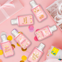 Piuaeue Happy Birthday sanitizer with ribbon motif for elegant guest gifts